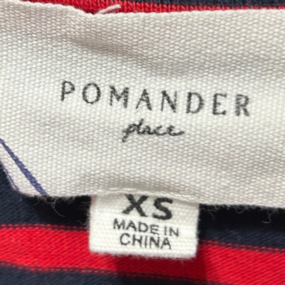 Pomander Place Striped Top XS Navy Red Cotton Long Sleeve Crew Neck - Picture 3 of 6